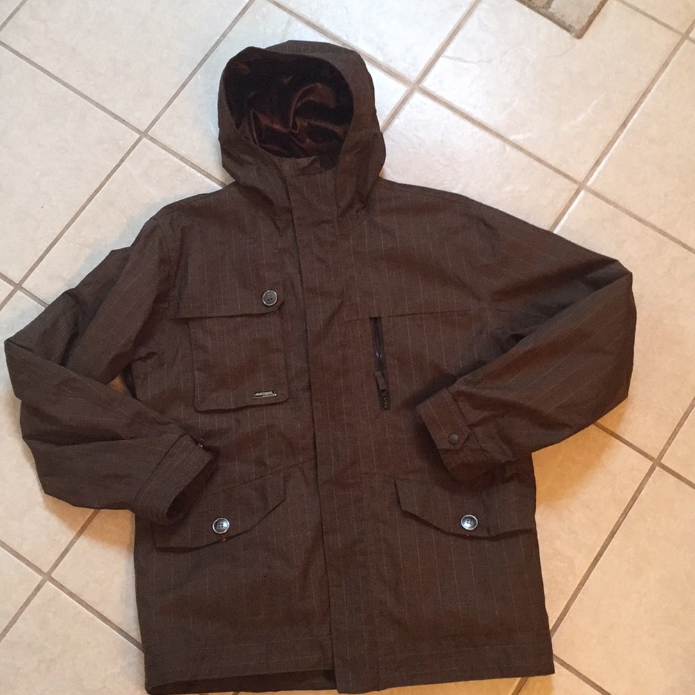 Burton Esquire Jacket. Sz L. Brown w/pinstripes